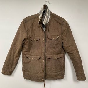 Waxed canvas trucker jacket with lining. Great condition